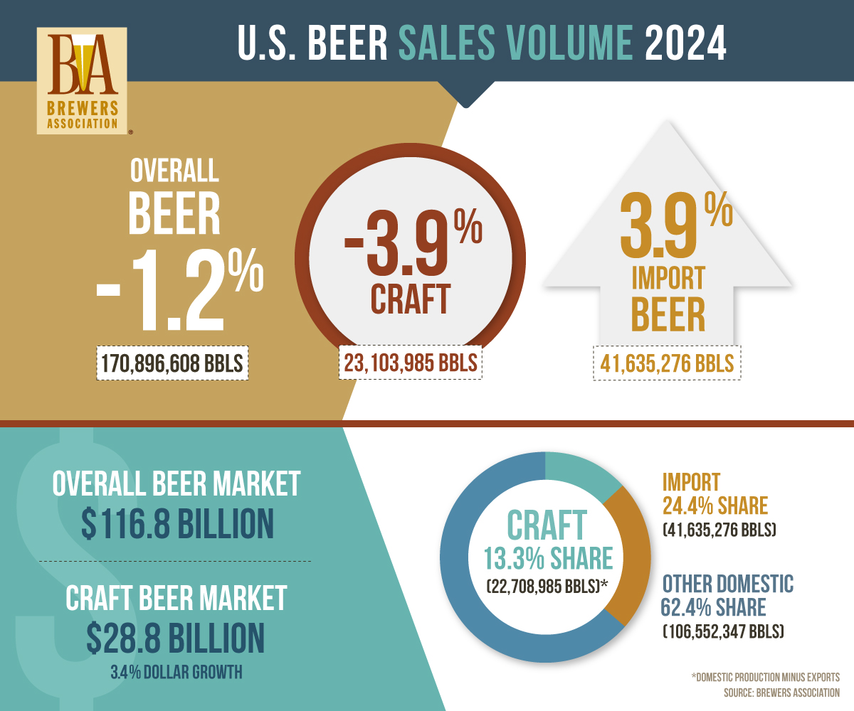 infographic for US beer sales volume in 2024