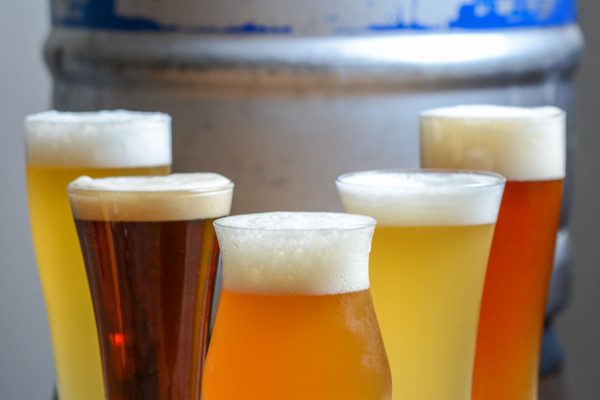 range of beer styles in various glassware