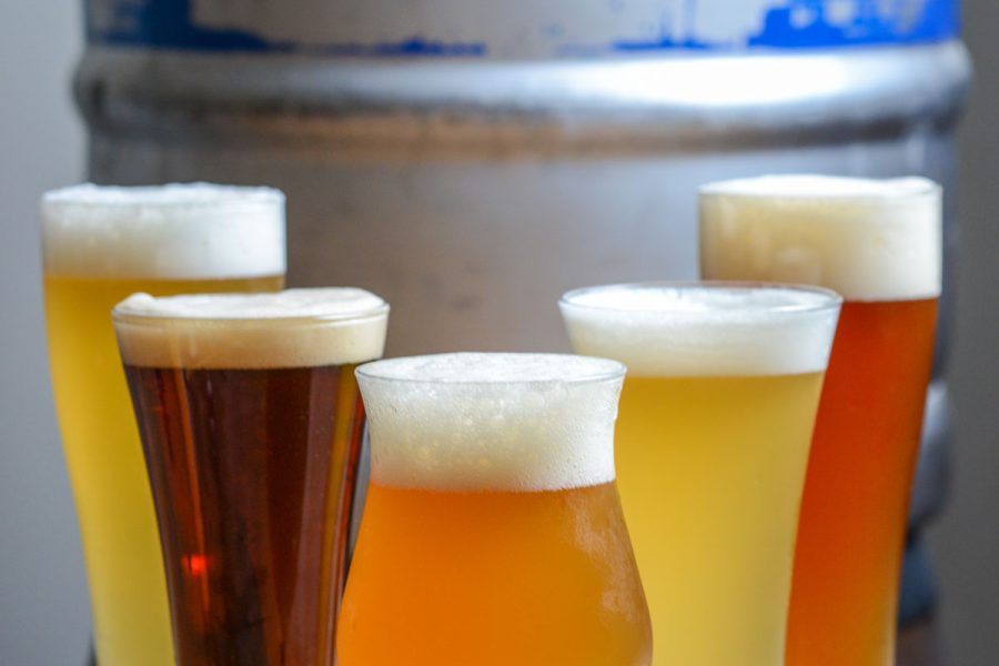 range of beer styles in various glassware