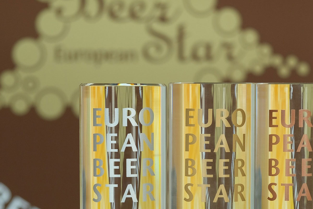 close up of european beer star award