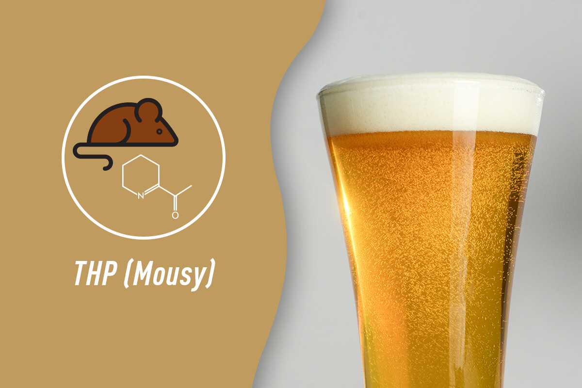 Glass of beer with icon of mouse and chemical compound for THP