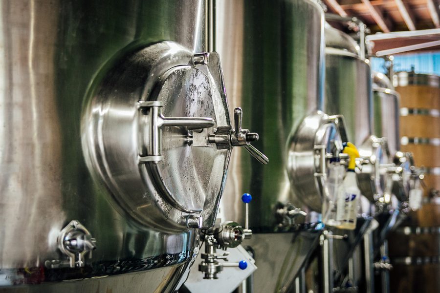 rows of brewing tanks