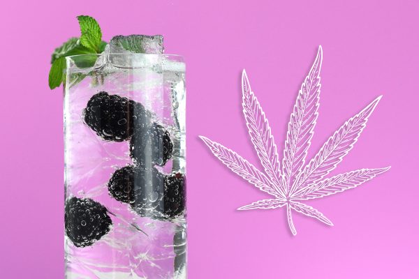 seltzer with cannabis leaf illustration