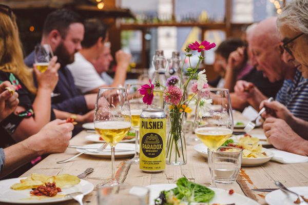 table at craft beer and food event