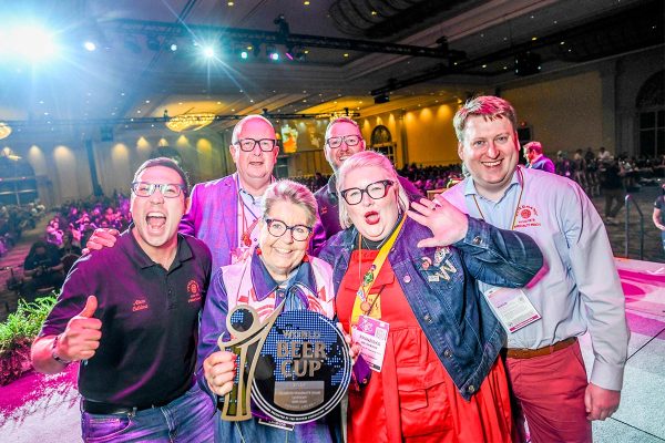 winning breweries accepting award at the world beer cup