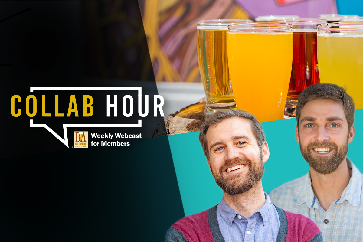 Collab Hour logo with Matt Gacioch and Bart Watson in front of colorful beers